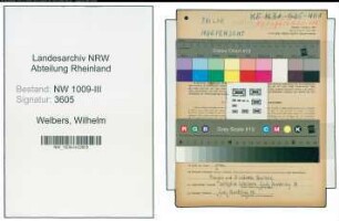 Entnazifizierung Wilhelm Welbers , geb. 04.12.1905 (Schneider)