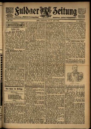 Erste Ausgabe vom Donnerstag, den 21. Juli 1904.