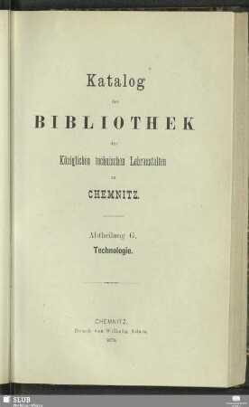 Abtheilung G. Technologie