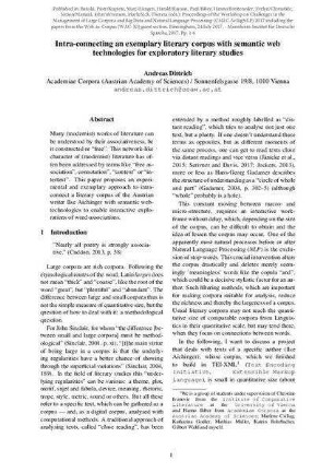 Intra-connecting an exemplary literary corpus with semantic web technologies for exploratory literary studies