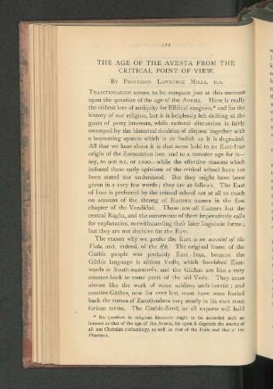 The Age of the Avesta from the Critical Point of View.