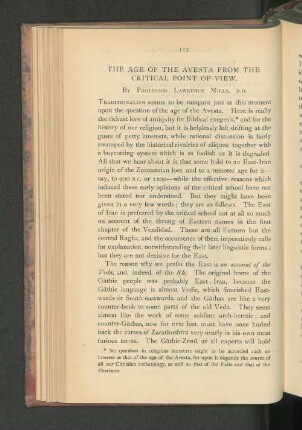The Age of the Avesta from the Critical Point of View.