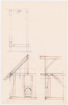 Hütte: Balkenkonstruktion: Ansichten, Grundriss, Details