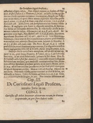 Cap. III. De Curiositate Legali Proficua, intuitu Iuris in re. Concl. I. - V.