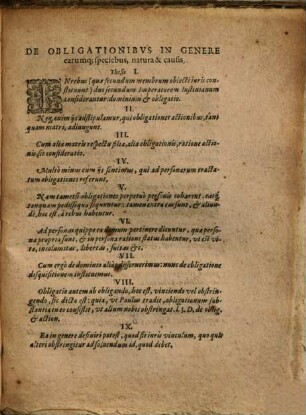 Disp. de obligationibus in genere, earumque speciebus, natura et causis