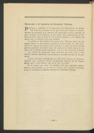 Homenaje a la memoria de Benjamín Taborga