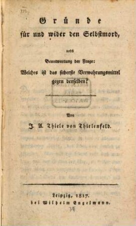 Gründe für und wider den Selbstmord