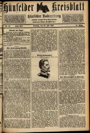 Erste Ausgabe vom Samstag, den 23. Juli 1927.