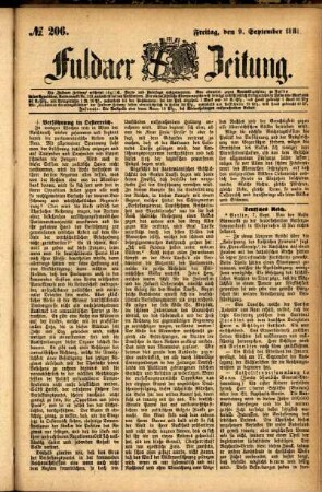 Ausgabe vom Freitag, den 09. September 1881.