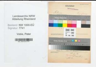 Entnazifizierung Peter Vobis, geb. 29.06.1898 (Schreiner)