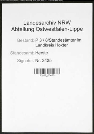 Sterberegister Standesamt Herste