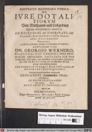 Disputatio Inauguralis Iuridica De Iure Dotalitiorum