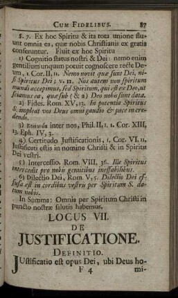 Locus VII. De Justificatione.