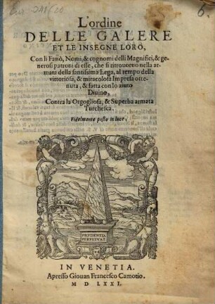 L' ordine delle galere ... nella armata della santissima Lega