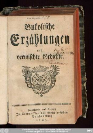 Bukolische Erzählungen und vermischte Gedichte
