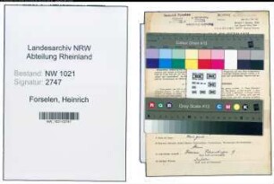 Entnazifizierung Heinrich Forselen , geb. 28.07.1910 (Baecker)