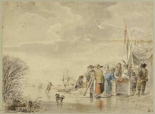 Eislandschaft mit Schlittschuhläufern