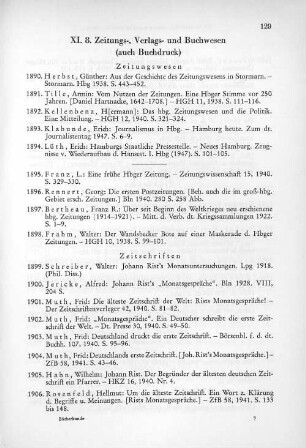 XI. 8. Zeitungs-, Verlags- und Buchwesen (auch Buchdruck)