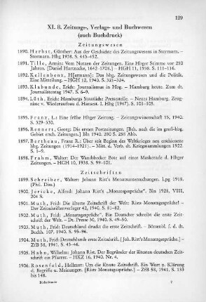 XI. 8. Zeitungs-, Verlags- und Buchwesen (auch Buchdruck)