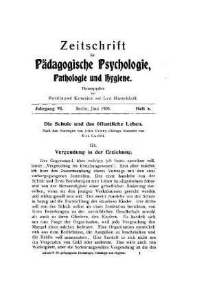 Die Schule und das öffentliche Leben : (Fortsetzung)