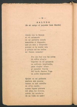 Saludo : (A mi amigo el payador Luis García)