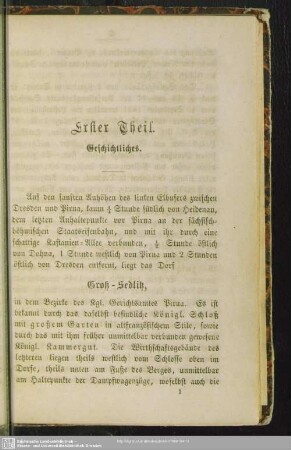 Erster Theil. Geschichtliches