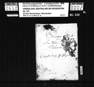Ignaz Pleyel: Quartetto Toni B. / per / Due Violini, Viola / è / Violoncello / Composti dal Sig. Ig. Pleyel; Ms.ca. 1790.