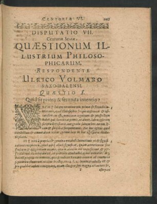 Disputatio VII. ... Respondente Ulrico Volmaro