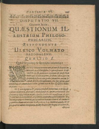 Disputatio VII. ... Respondente Ulrico Volmaro
