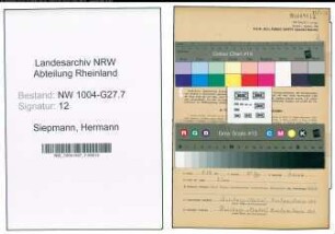 Entnazifizierung Hermann Siepmann , geb. 17.12.1904 (Angestellter)