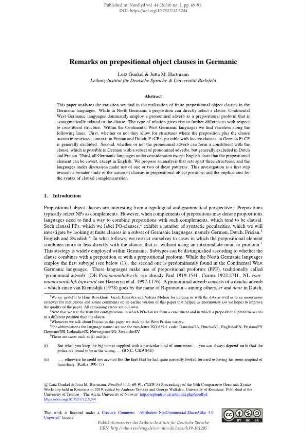 Remarks on prepositional object clauses in Germanic
