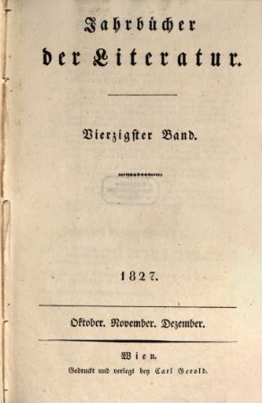 Jahrbücher der Literatur. 40. 1827