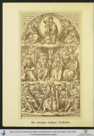 Illustration: Die vierzehn heiligen Nothelfer.