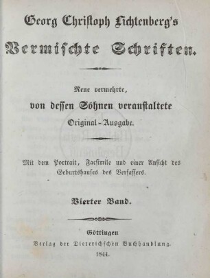 Bd. 4: Georg Christoph Lichtenberg's Vermischte Schriften