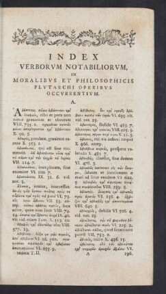 Index Verborum Notabiliorum, In Moralibus Et Philosophicis Plutarchi Operibus Occurrentium.