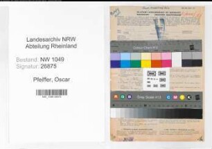 Entnazifizierung Oscar Pfeiffer , geb. 16.01.1902 (Kaufmaennischer Angestellter)