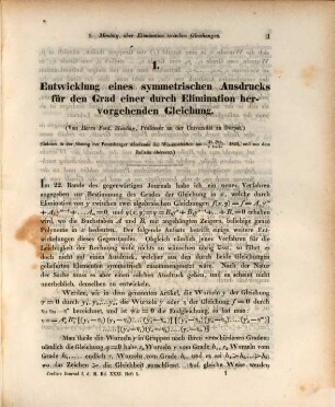 Journal für die reine und angewandte Mathematik, 31. 1846