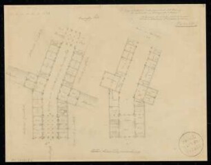 Passage, Berlin Monatskonkurrenz Februar 1832: Grundriss Erdgeschoss, Obergeschoss