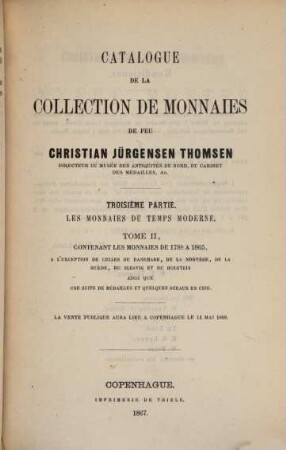 Catalogue de la collection de monnaies de feu Christian Jürgensen Thomsen, III,2