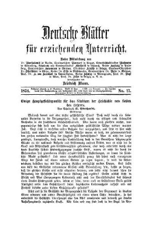 Einige Hauptgesichtspunkte für das Studium der Geschichte von Seiten der Lehrers : (Fortsetzung)