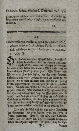 Observationes medicae.