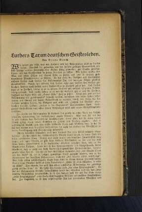 Luthers Tat im deutschen Geistesleben. Von Bruno Bauch.