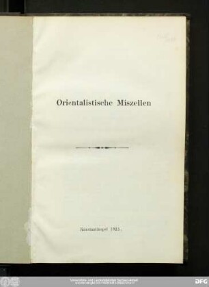 [1]: Orientalische Miszellen