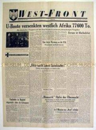Illustrierte Kriegszeitung "West-Front" überwiegend zum Kriegsgeschehen im Mittelmeerraum