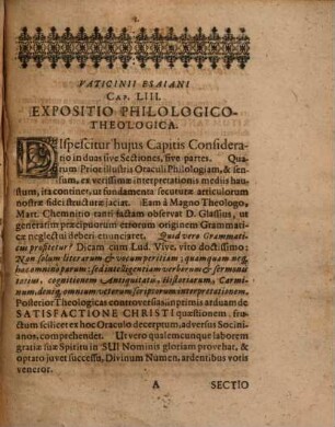 Vaticinii Esaiani C. LIII. Expositio Philologica. Seu Pars Prior