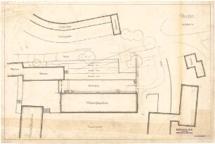 Fick, Roderich; Obersalzberg; SS-Kaserne mit Mannschaftsgebäude, Wirtschaftsgebäude, Exerzierhaus, Kasernenhof, Turnhalle - Lageplan