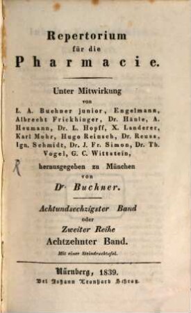 Repertorium für die Pharmacie, 68. 1839