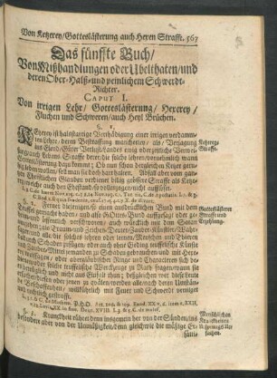 Caput I. Von irrigen Lehr, Gotteslästerung, Hexerey, Fluchen und Schweren, auch Heyl. Brüchen.
