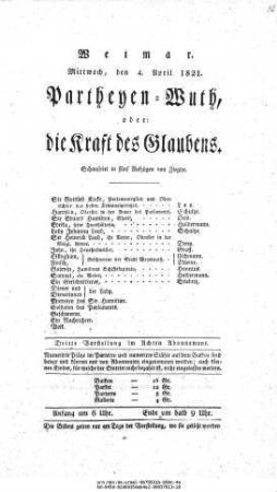 Partheyen=Wuth, oder: die Kraft des Glaubens