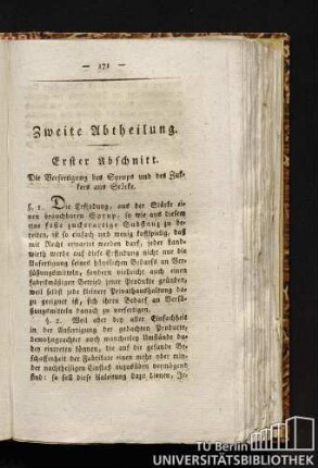 Erster Abschnitt. Die Verfertigung des Syrups und des Zuckers aus Stärke.